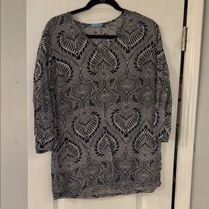 J. McLaughlin Black and White Patterned Blouse